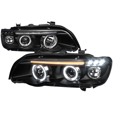 SPEC-D TUNING 01-03 Bmw E53 X5 Halo LED Projector Headlight Black Housing LHP-X500JM-TM